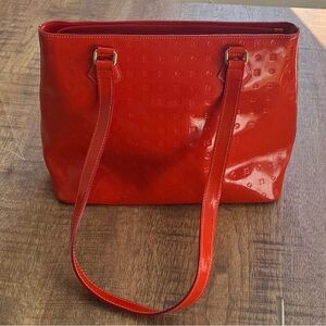 Orange Patent Leather Tote Bag
